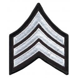 SGT Chevrons Merrowed Border White on Black 3" Wide