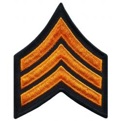 SGT Chevrons 3" Dark Gold on Black Merrowed Edge