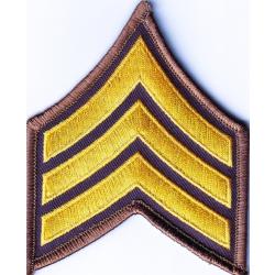 SGT Chevrons 3" Medium Gold on Brown Merrowed Edge
