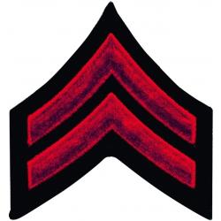 CPL Corporal Chevrons 3" Red on Black Merrowed Edge