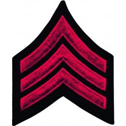 SGT Chevrons 3" Red on Black Merrowed Edge