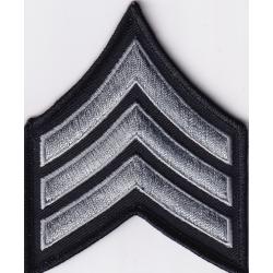 SGT Chevrons 3" Medium Grey on Black Merrowed Edge