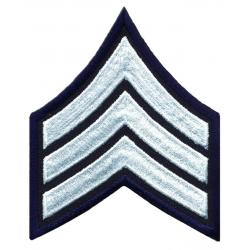 SGT Chevrons 3" White on Midnight Navy Merrowed Edge