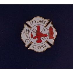 17 YEARS SERVICE Fire Dept Maltese Cross Uniform Lapel Pin