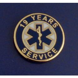 19 YEARS SERVICE EMS STAR OF LIFE Uniform Lapel Pin