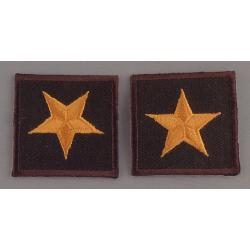 1 Star DARK GOLD on BROWN Large 1.5" collar patches
