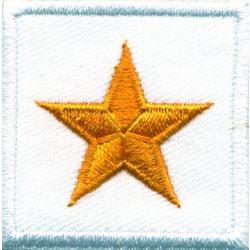 1 Star DARK GOLD on WHITE Collar Patches 1.5"