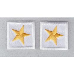 1 Star MEDIUM GOLD on WHITE collar patches 1.5"