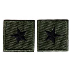 1 Star Black on OD Green 1.25" collar patches SMALL