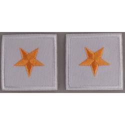 1 Star Dark Gold on White 1.25" collar patches SMALL