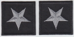 1 STAR SILVER on BLACK collar patches 1.5"
