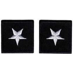 1 Star Silver on Black 1.25" collar patches SMALL