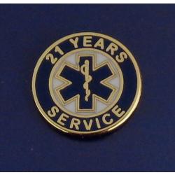 21 YEARS SERVICE EMS STAR OF LIFE Uniform Lapel Pin