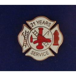 21 YEARS SERVICE Fire Dept Maltese Cross Uniform Lapel Pin