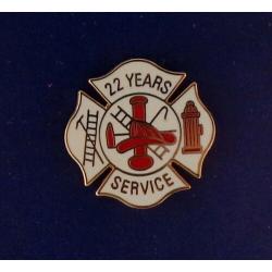 22 YEARS SERVICE Fire Dept Maltese Cross Uniform Lapel Pin