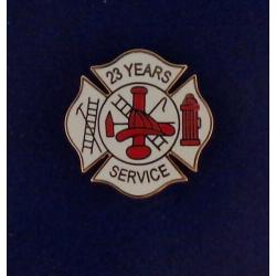 23 YEARS SERVICE Fire Dept Maltese Cross Uniform Lapel Pin