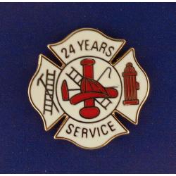 24 YEARS SERVICE Fire Dept Maltese Cross Uniform Lapel Pin