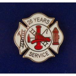 26 YEARS SERVICE Fire Dept Maltese Cross Uniform Lapel Pin