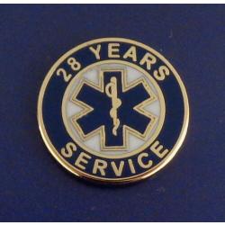28 YEARS SERVICE EMS STAR OF LIFE Uniform Lapel Pin