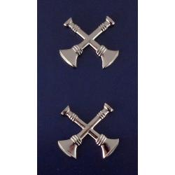 2 Bugles Crossed 3/4" Silver Nickel Fire Collar Pins