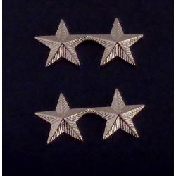 2 Stars 5/8" Corrugated Silver Collar Pins