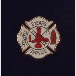 2 YEARS SERVICE Fire Dept Maltese Cross Uniform Lapel Pin