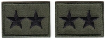 2 STARS BLACK on OD GREEN Collar Patches