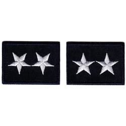 2 STARS SILVER on MIDNIGHT NAVY Collar Patches