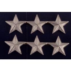 3 Stars 1" Corrugated Silver Collar Pins