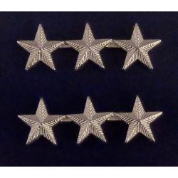 3 Stars 5/8" Corrugated Silver Collar Pins