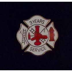 3 YEARS SERVICE Fire Dept Maltese Cross Uniform Lapel Pin