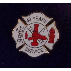 40 YEARS SERVICE Fire Dept Maltese Cross Uniform Lapel Pin