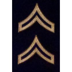 PVT Private Chevrons BLUE ENAMEL on Gold Pair Collar Pins 4430G