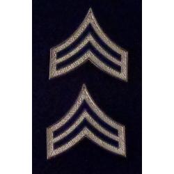 CPL Corporal Chevrons BLUE ENAMEL on Silver Pair Collar Pins 4431N
