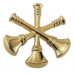 3 Bugles 3/4" Crossed Gold Collar Pins