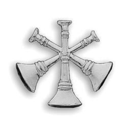 3 Bugles 3/4" Silver pair Collar Pins