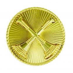 2 Bugles Crossed 15/16" Gold Discs Hero's Pride Collar Pins 4452G