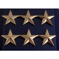 3 Stars 1" Polished Gold Collar Pins 4472G