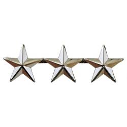 3 Stars 1" Polished Silver Collar Pins 4472N