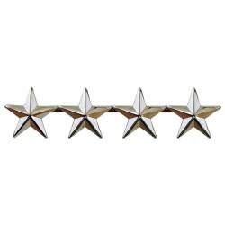 4 stars 1" Polished Silver Pair Collar Pins 4473N