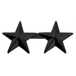 2 Stars 1/2" Black Collar Pins SMALL