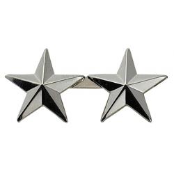 2 Stars 1/2" Nickel Silver Collar Pins SMALL