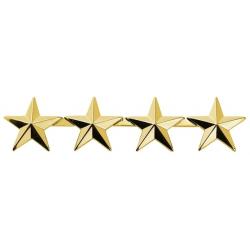 4 Stars 1/2" Gold Collar Pins SMALL