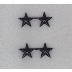 2 Stars 5/8" Subdued Black Collar Pins