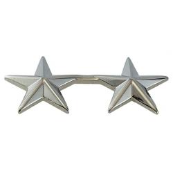 2 Stars 5/8" Silver Nickel Collar Pins