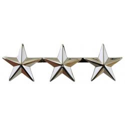 3 stars 5/8" Polished Silver Nickel Collar Pins