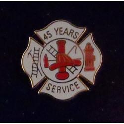 45 YEARS SERVICE Fire Dept Maltese Cross Uniform Lapel
