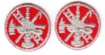 Fire Scramble Silver on Red Fire Dept 1" Collar Patches