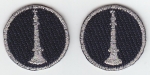 1 Bugle Fire Lieutenant LT 1" Silver on Midnight Navy Collar/Lapel Patches