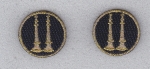 2 Bugles Parallel Gold on Midnight 1" Collar Patches